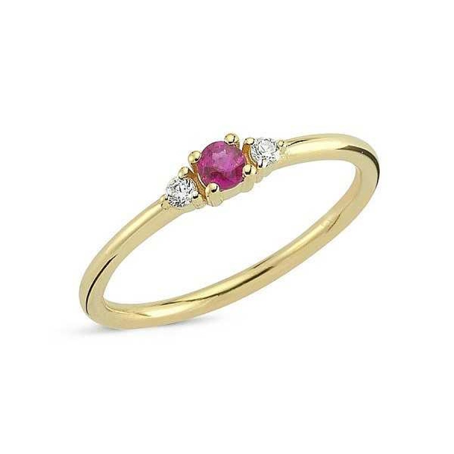 Ringe Nuran | Petit - Rubinring Aus 14 Kt. Gold Mit Insgesamt 0,05 Ct. Diamanten