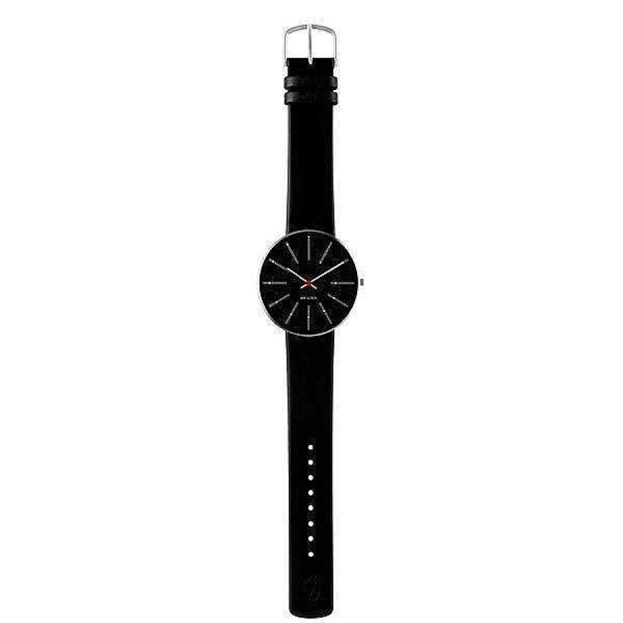 Uhren Arne Jacobsen | Arne Jacobsen - Bankiersuhr - 34 Mm - Schwarzes Zifferblatt, Schwarzes Armband