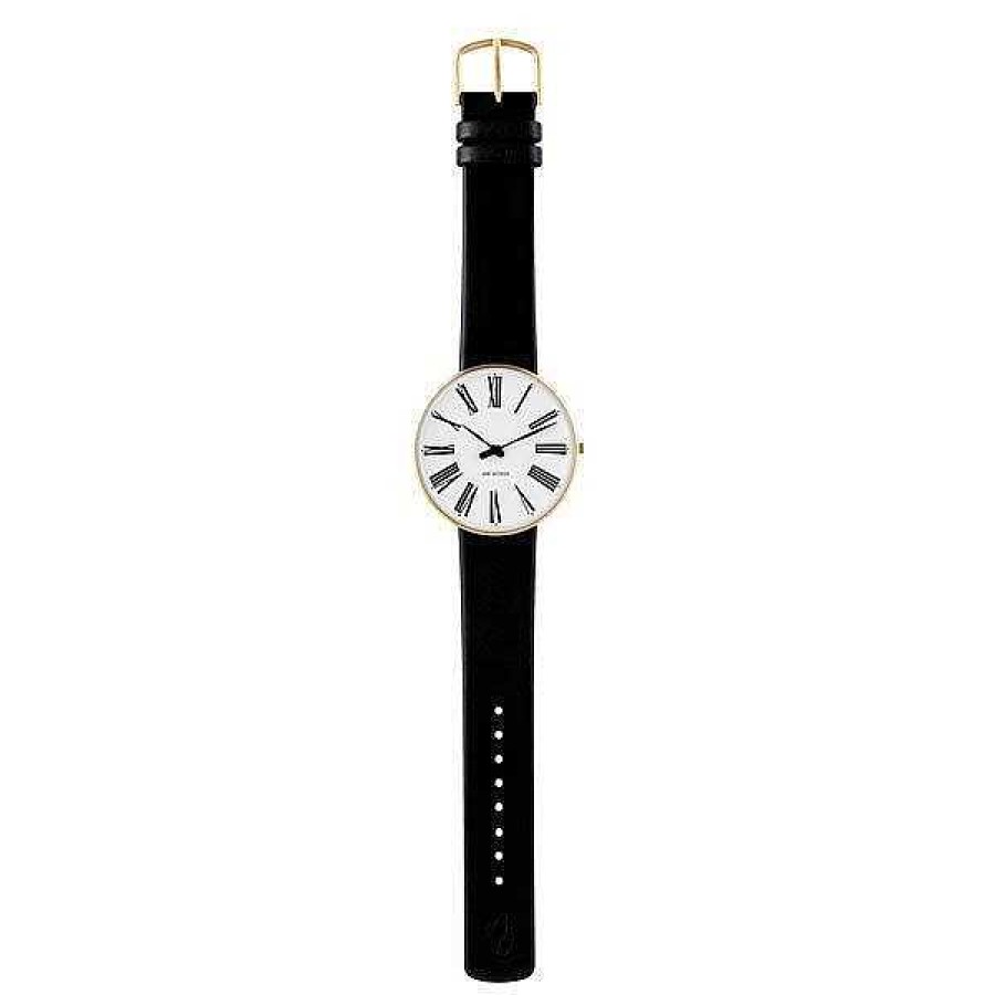 Uhren Arne Jacobsen | Arne Jacobsen - Roman Watch - 40 - Wei Es Zifferblatt, Schwarzes Armband, Geb Rstetes Ip-Goldgeh Use