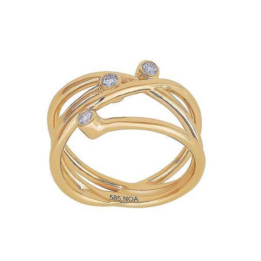 Ringe Siersbøl | Siersb L - Ring Aus 14Kt. Gold Mit 3 Diamanten Von Insgesamt 0,12Ct W/Si