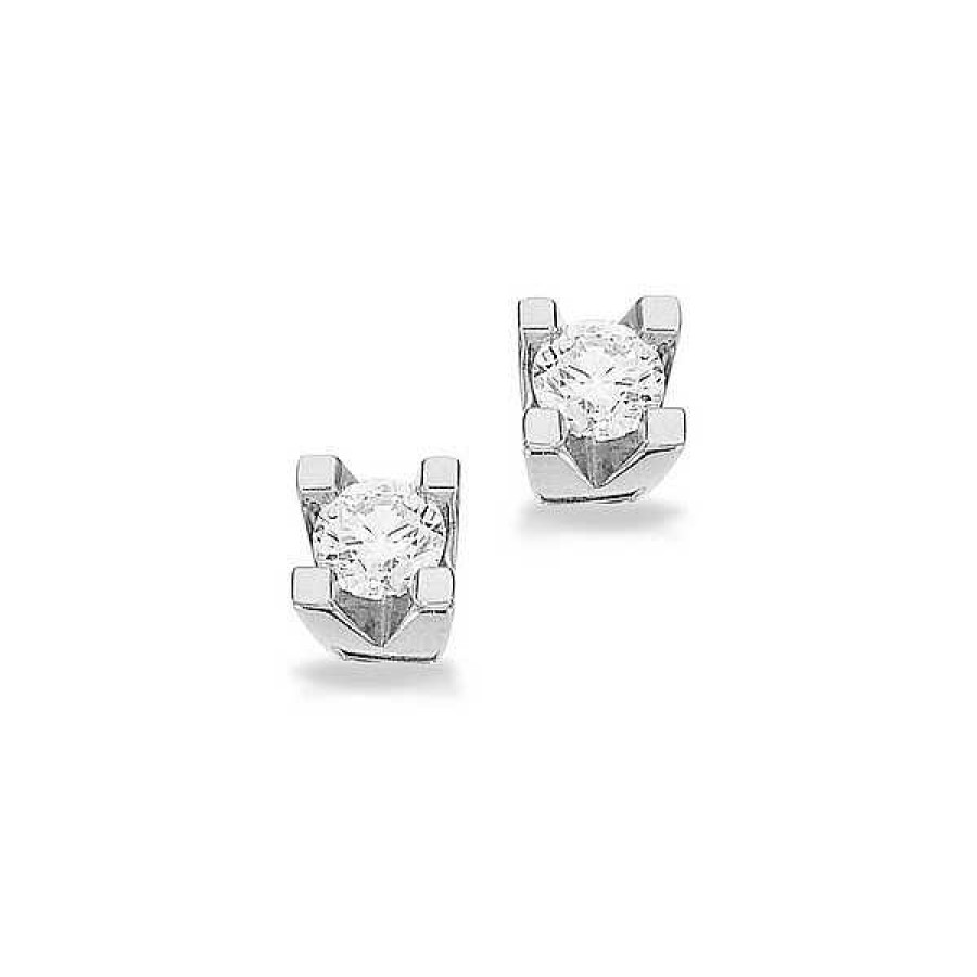 Ohrringe Scrouples | Kleopatra Ohrringe Aus 14Kt. Wei Gold 0,10Ct.-0,50Ct. Diamanten