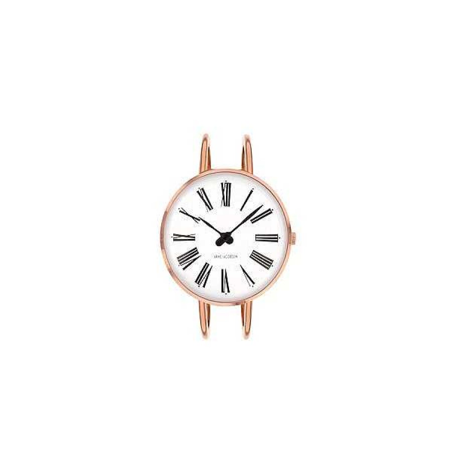 Uhren Arne Jacobsen | Arne Jacobsen - R Mische Uhr Armreif - 40 - Wei Es Zifferblatt, Ip-Rosegold-Armreif