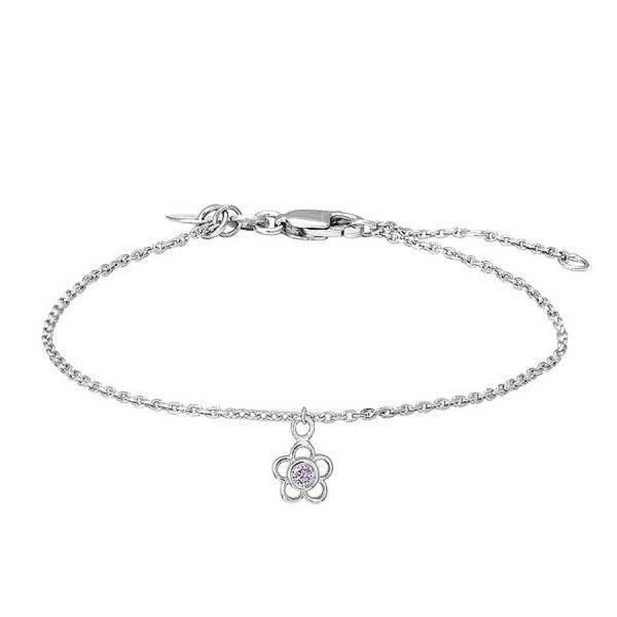 Armb Nder Nordahl Andersen | Silber Armband F R Kinder Mit Blume Und Rosa Zirkonia