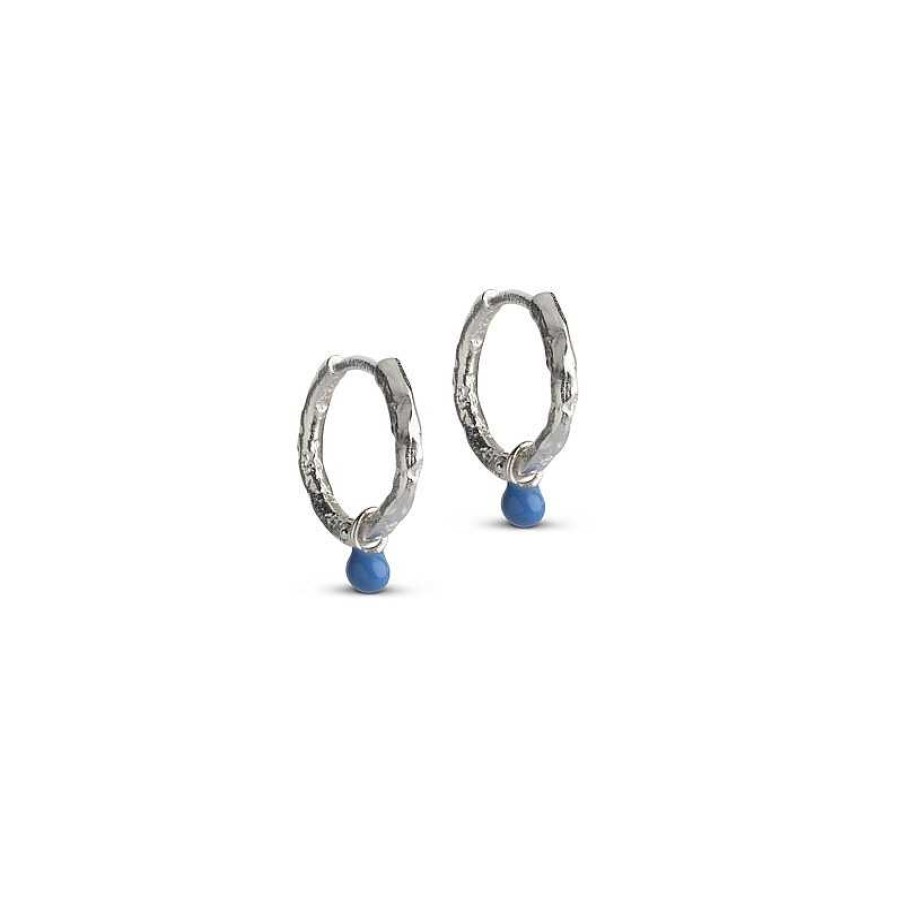 Ohrringe Enamel Copenhagen | Enamel - Belle Hoops Aus Gl Nzendem Silber Mit Blauer Emaille