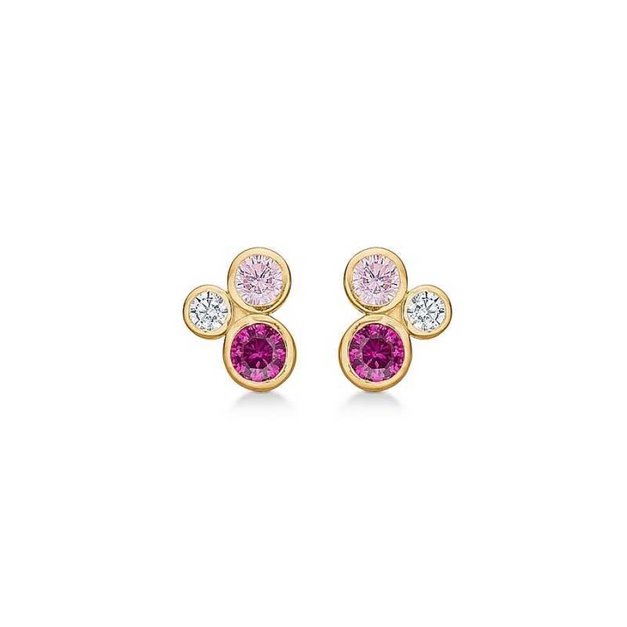 Ohrringe Mads Z | Mads Z - Emily Ohrringe Aus 8 Karat Gold Mit Rosa Zirkonia