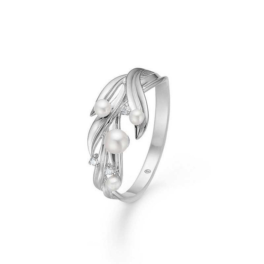 Ringe Mads Z | Mads Z - Morning Dew Ring Aus Silber Mit Saphir Und Perlen