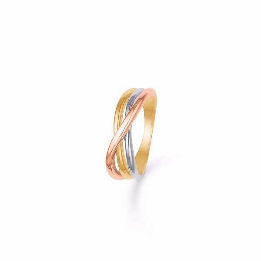 Ringe Guld & Sølv Design | Gold & Silber Design - Dreifarbiger Ring Aus 8Kt. Rot-, Wei - Und Ros Gold