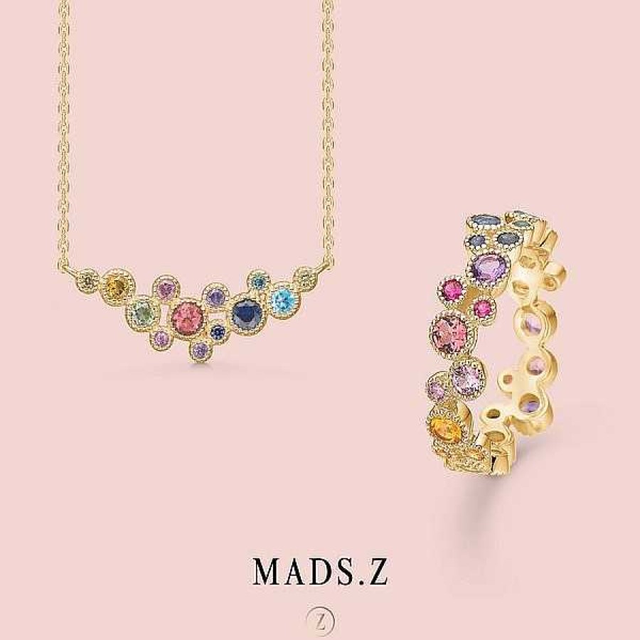 Halsketten Mads Z | Mads Z - Luxuri Se Regenbogen-Halskette Aus 14 Karat Gold Mit Echten Steinen