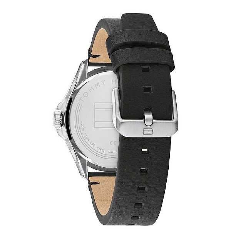 Uhren Tommy Hilfiger | Tommy Hilfiger - Maverick Herrenuhr Aus Silber Mit Zifferblatt Und Lederarmband In Schwarz