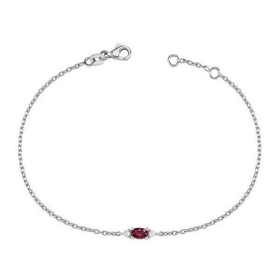 Armb Nder Nuran | Petit Oval - Rubinarmband Aus 14 Kt. Wei Gold Mit Insgesamt 0,05Ct.