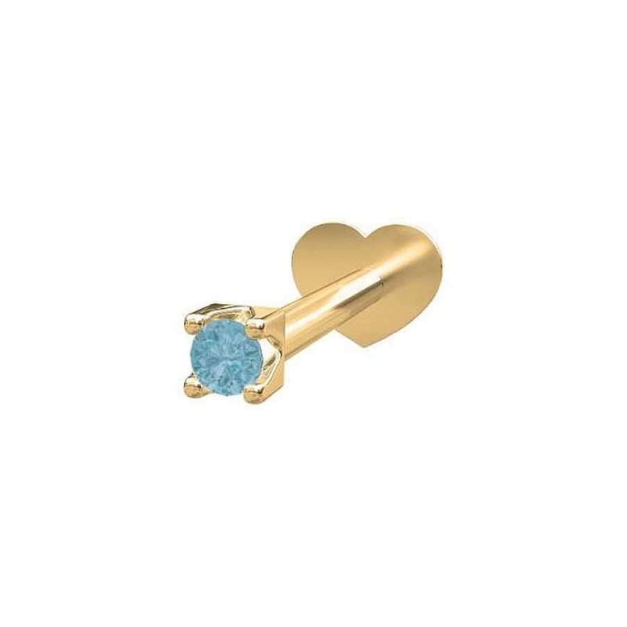 Ohrringe Nordahl Andersen | Piercingschmuck - Pierce52 Labret-Piercing Blauer Topas 14Kt. Gold