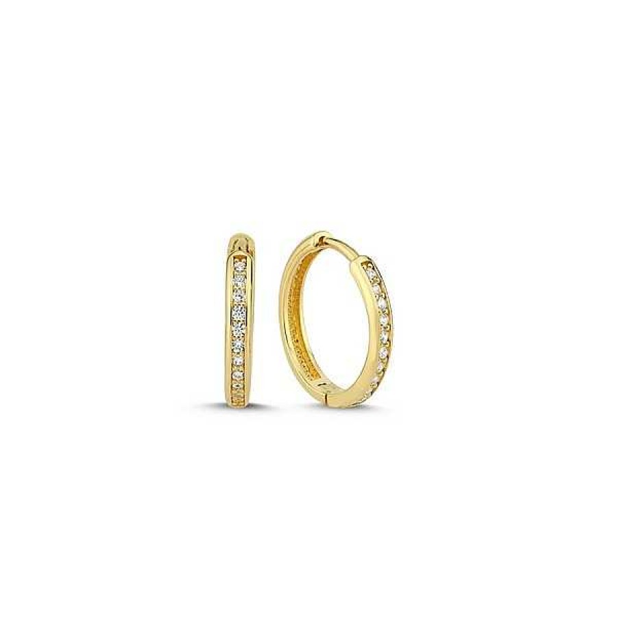 Ohrringe Melfia | Melfia Ohrringe Mit Zirkonia 14Kt. Gold Rundes Profil 14,5Mm.