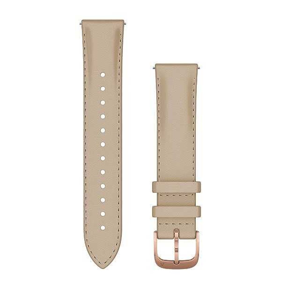 Uhren GARMIN | Garmin Uhrenarmband - Schnellverschluss 20Mm. Wei Es Leder Mit Gold.