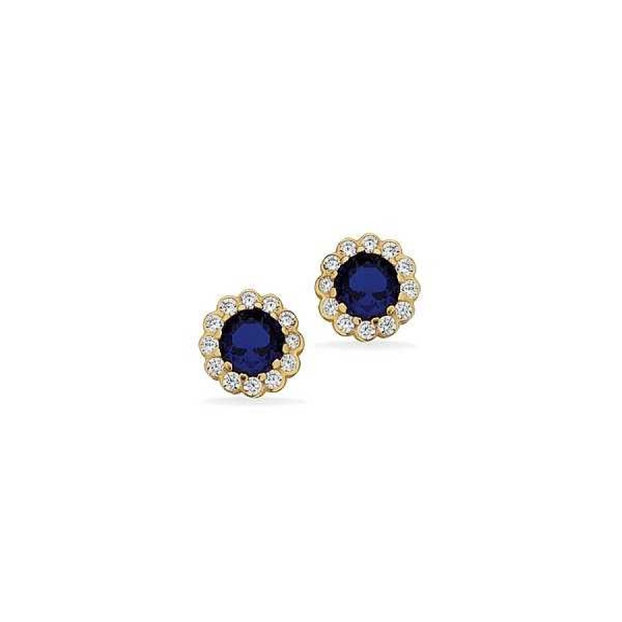 Ohrringe Scrouples | Scrouples - Ohrstecker Rosette Blau W. Zirkonia 8 Kt. Gold