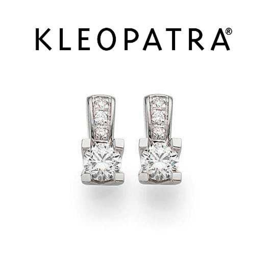 Ohrringe Scrouples | Kleopatra Queen Ohrringe Aus 14Kt. Wei Gold 0,13-0,23Ct. Diamanten