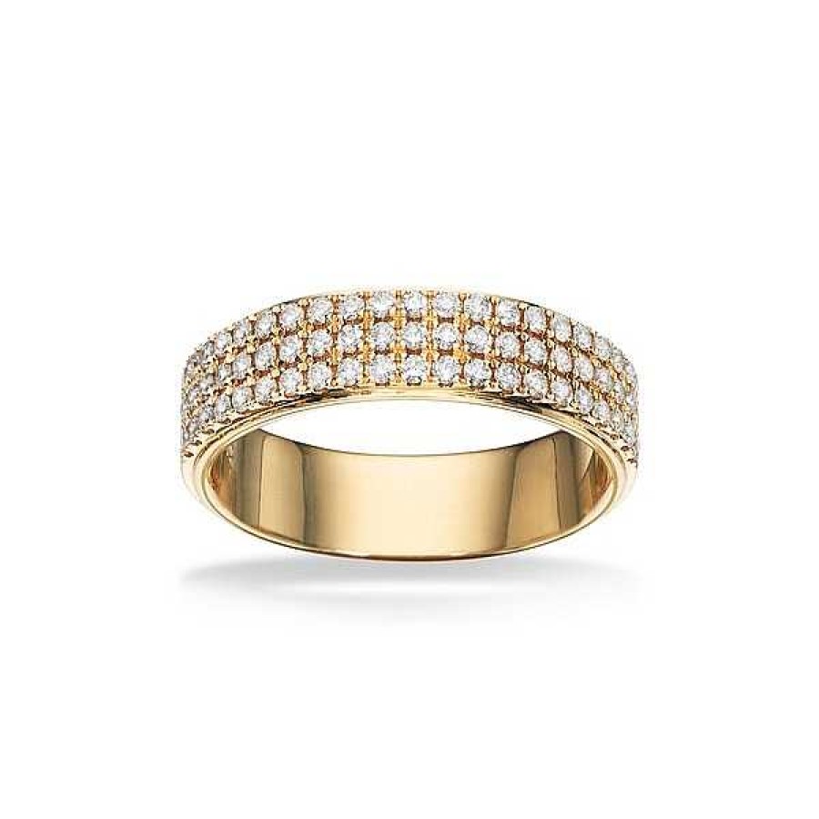 Ringe Scrouples | Dazzling - Ring Aus 14 Karat Gold In 3 Reihen Mit Insgesamt 0,49 Karat. H-W/Si