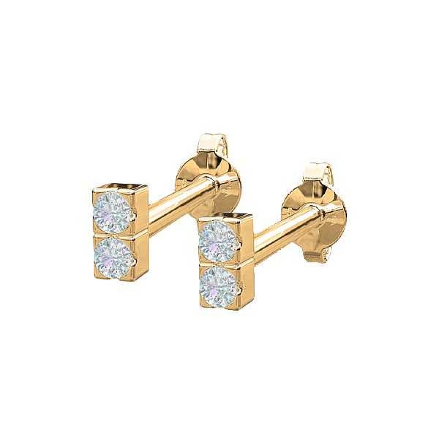 Ohrringe Nordahl Andersen | Piercingschmuck - Pierce52, Ohrring Aus 14Kt. Gold Mit 2 Diamanten Vertikal