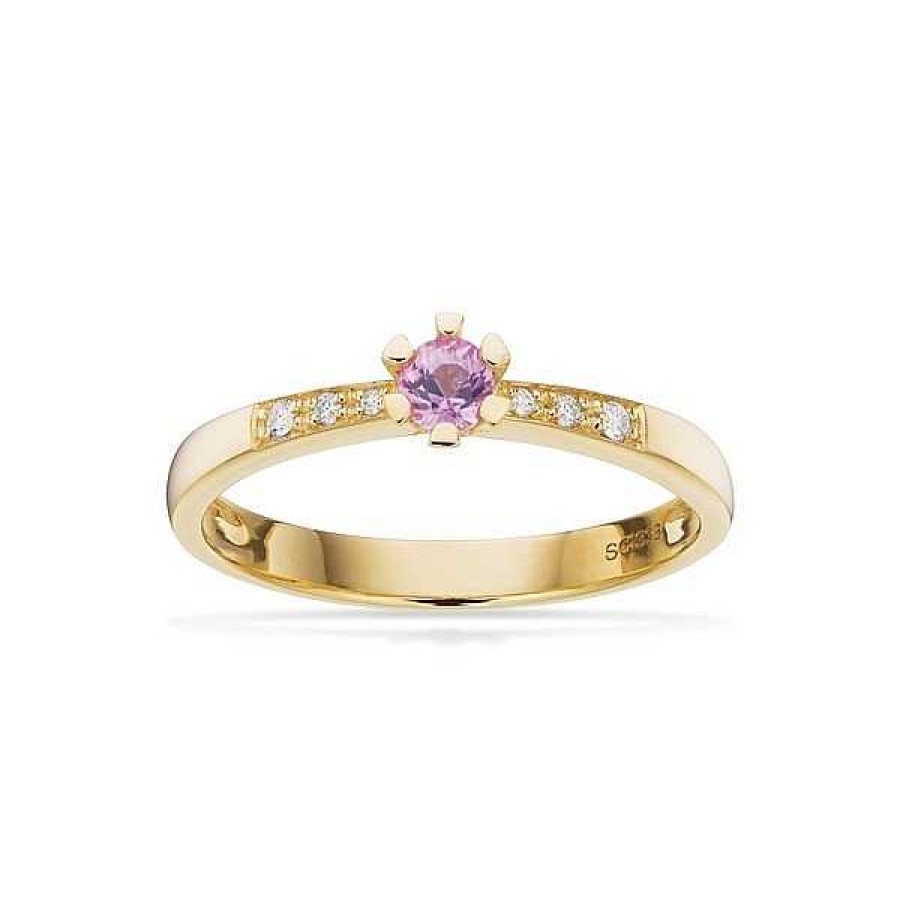 Ringe Scrouples | Vida Darling Ring 8 Karat Gold Mit Rosa Saphiren Und Diamanten