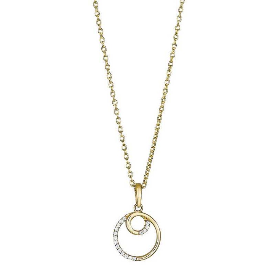 Halsketten Siersbøl | Siersb L - 8Ct. Gold Anh Nger Kreis Mit Zirkonia Und Vergoldeter Kette