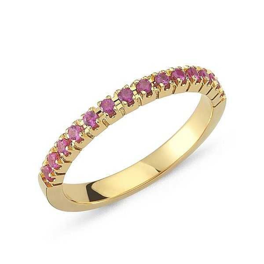 Ringe Nuran | Per Ring Aus 14 Karat Gold Mit Rosa Saphir