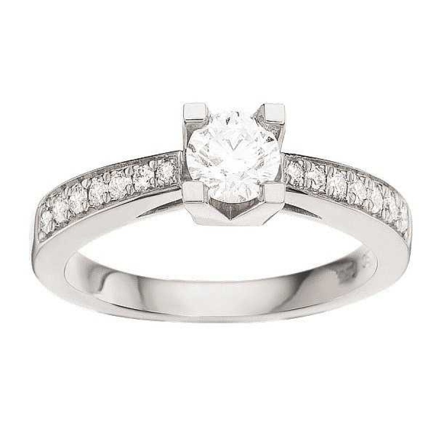 Ringe Scrouples | Kleopatra Queen Ring Aus 14Kt. Wei Gold 0,15-0,53Ct. Diamanten