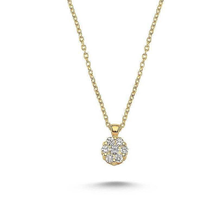 Halsketten Nuran | Flora Diamant-Halskette - 14 Karat Gold Mit Blume Aus Diamanten 0,17-0,57 Karat