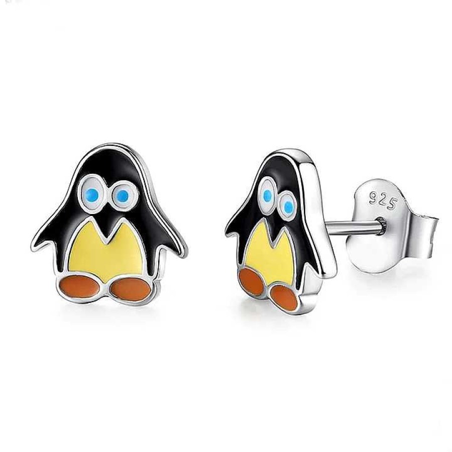 Kinderschmuck ByBirch | Bybirch Kinder - Ohrringe Aus Silber Mit Pinguin