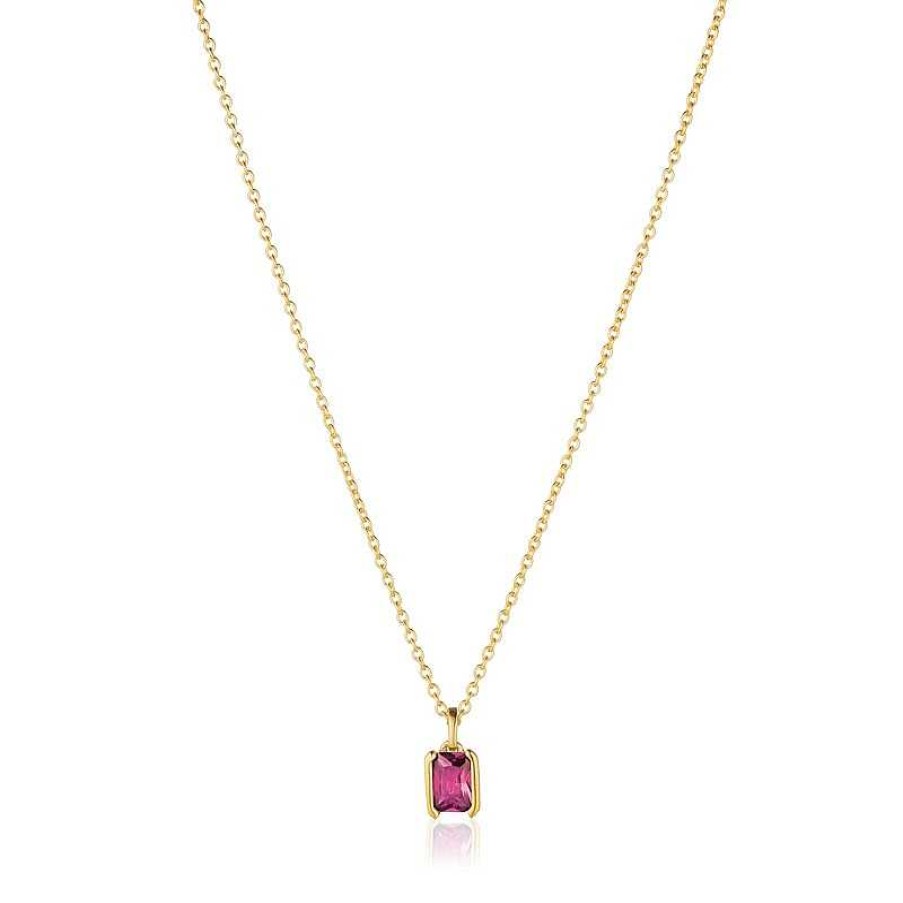 Halsketten Sif Jakobs Jewellery | Sif Jakobs - Roccanova Halskette In Vergoldete Mit Pink Zirkonia