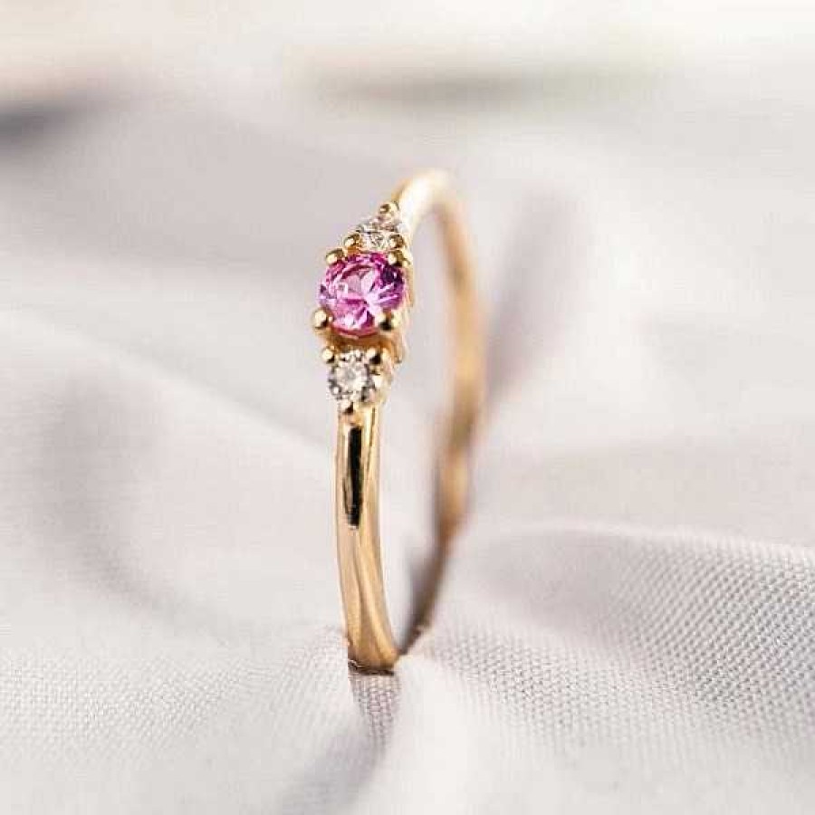 Ringe Nuran | Petit - Ring Aus 14-Kar Tigem Gold Mit Rosa Saphiren Und Diamanten Von Insgesamt 0,05 Ct.