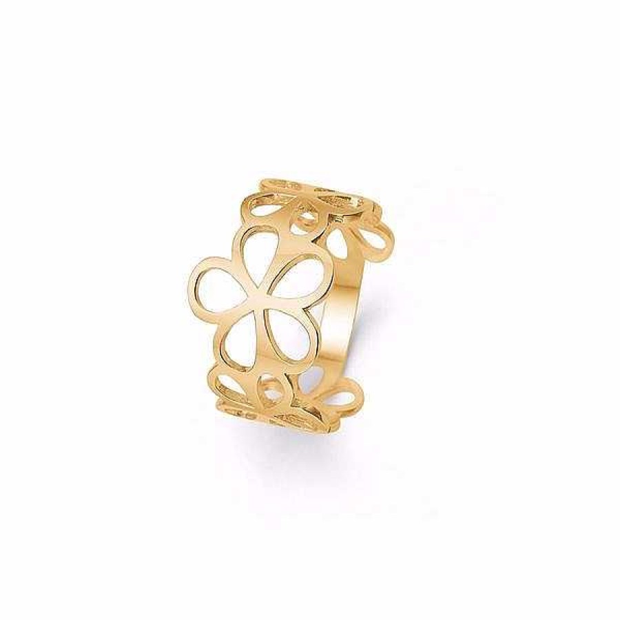 Ringe Guld & Sølv Design | Ring Mit Blumenmuster Aus 14Kt. Gold