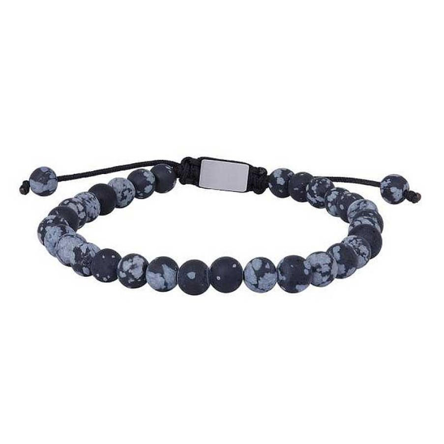 Armb Nder Nordahl Andersen | Son Of Noa - Herrenarmband Mattierter Schneeflocken-Obsidian 19-25Cm