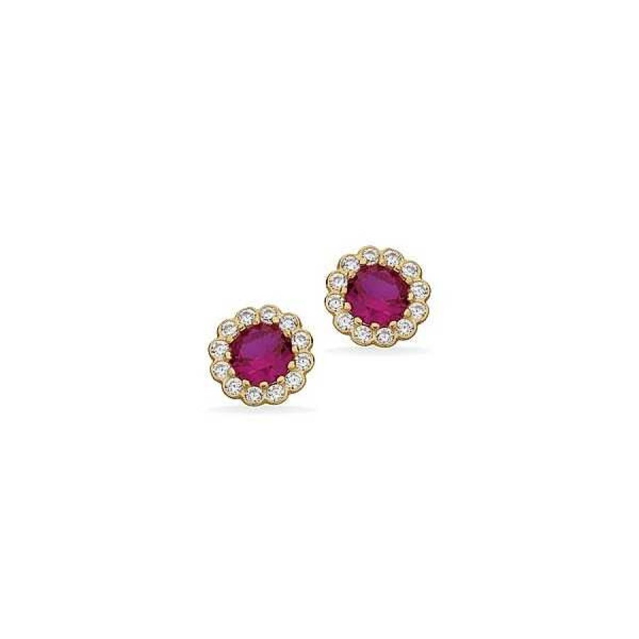 Ohrringe Scrouples | Scrouples - Ohrstecker Rosette Rosa W. Zirkonia 8 Kt. Gold