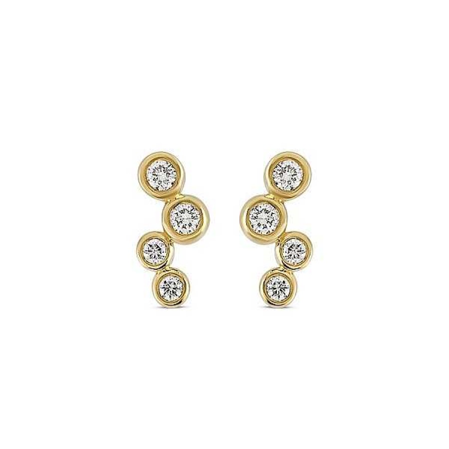 Ohrringe Nuran | Tube - Ohrstecker Aus 14 Karat Gold Mit Diamanten Von 2 X 0,05 + 2 X 0,025Ct.