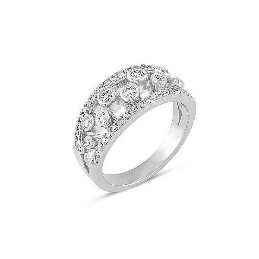 Ringe Nuran | Tube - Ring Aus 14 Karat Wei Gold Mit Diamanten Von Insgesamt 0,67 Karat