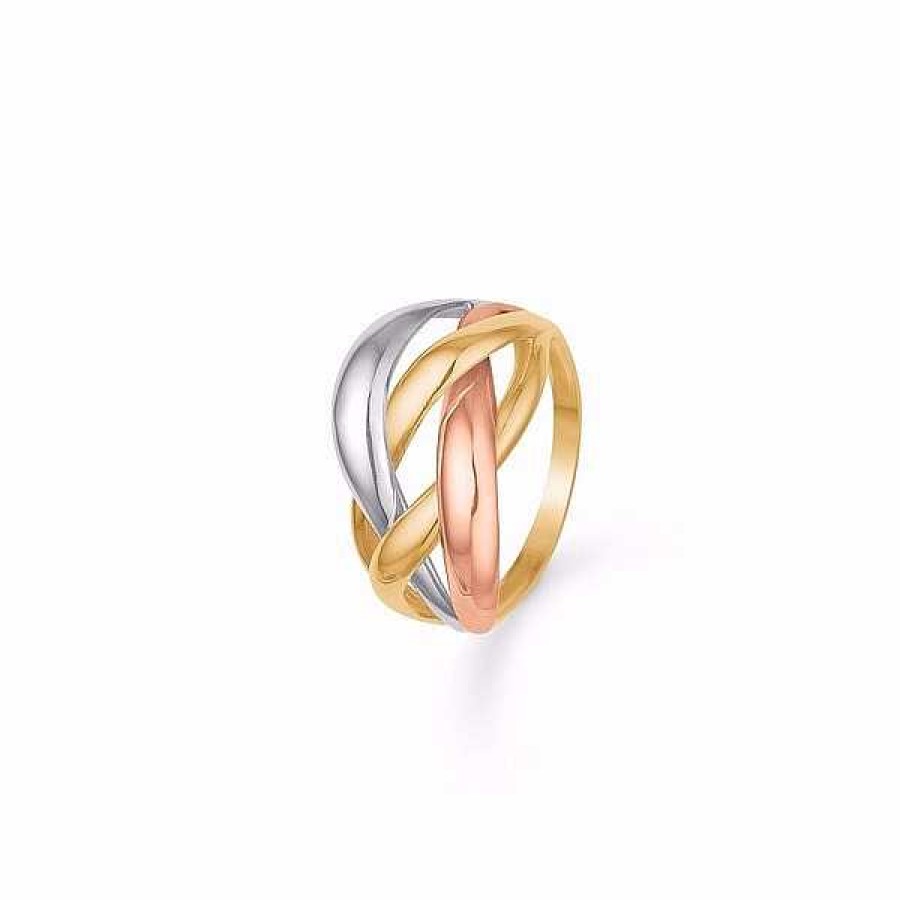 Ringe Guld & Sølv Design | Gold & Silber Design - Dreifarbiger Ring Aus 8Kt. Rot-, Wei - Und Ros Gold