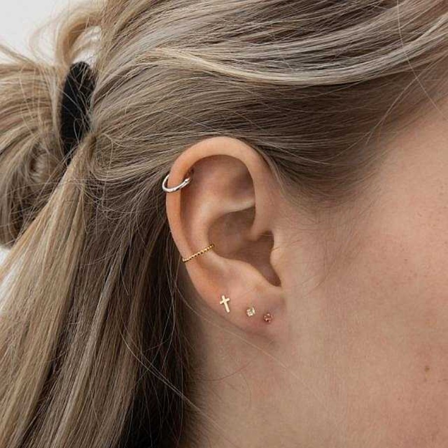 Ohrringe Nordahl Andersen | Piercingschmuck - Pierce52 Ohrring Rosa Topas 14Kt. Gold