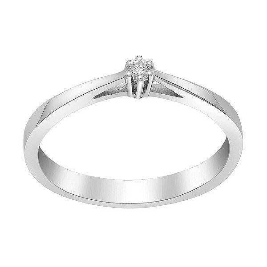 Ringe Siersbøl | Aphrodite 14 Kt. Wei Gold Diamantring Von 0,03 Bis 0,25