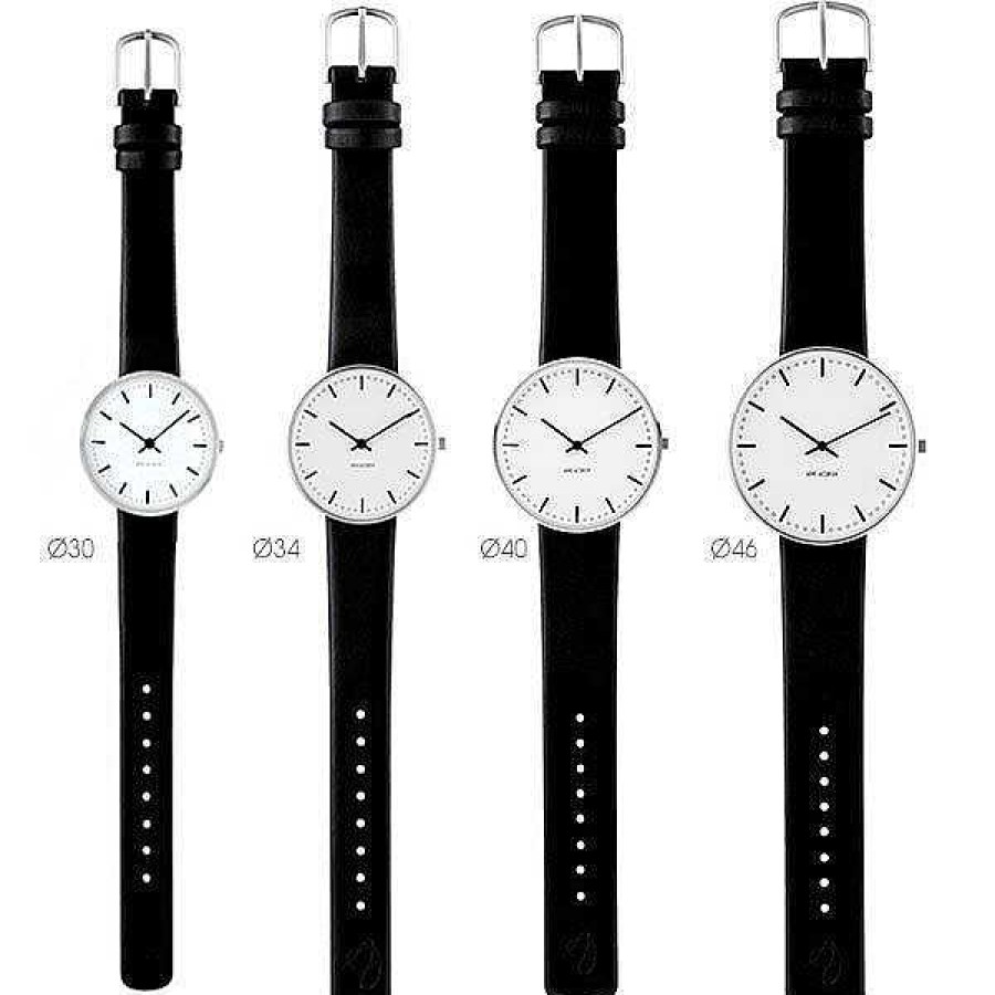 Uhren Arne Jacobsen | Arne Jacobsen - City Hall Watch - 34 - Wei Es Zifferblatt, Graues Mesh-Armband