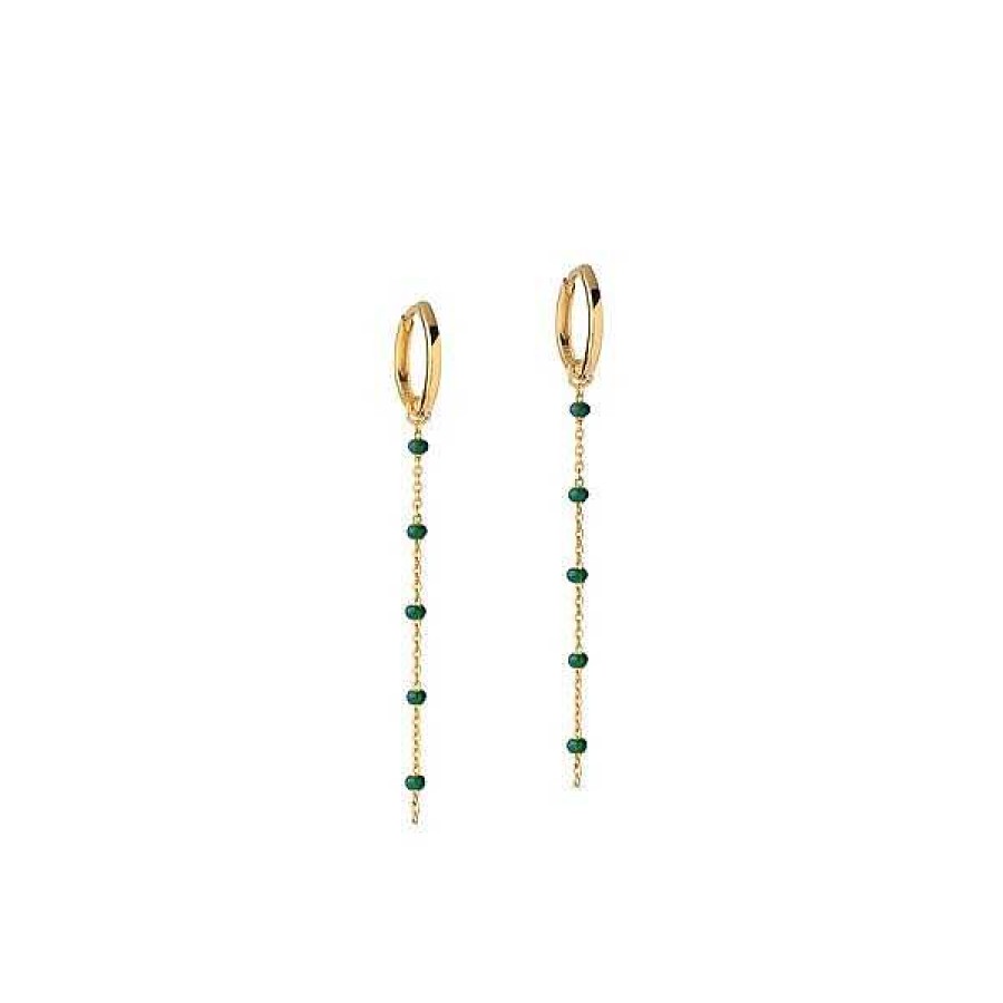 Ohrringe Enamel Copenhagen | Enamel - Lola Hoops Petrol Green In Gold Plattiert