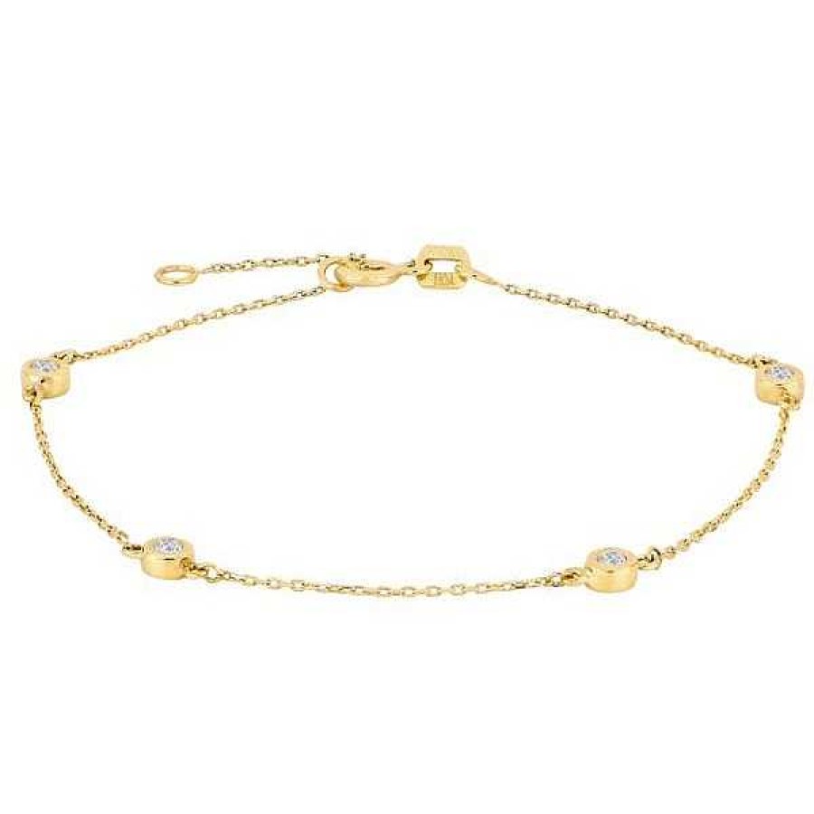 Armb Nder Siersbøl | Siersb L - Armband In 8Kt. Gold Mit Zirkonia In R Hrenfassung