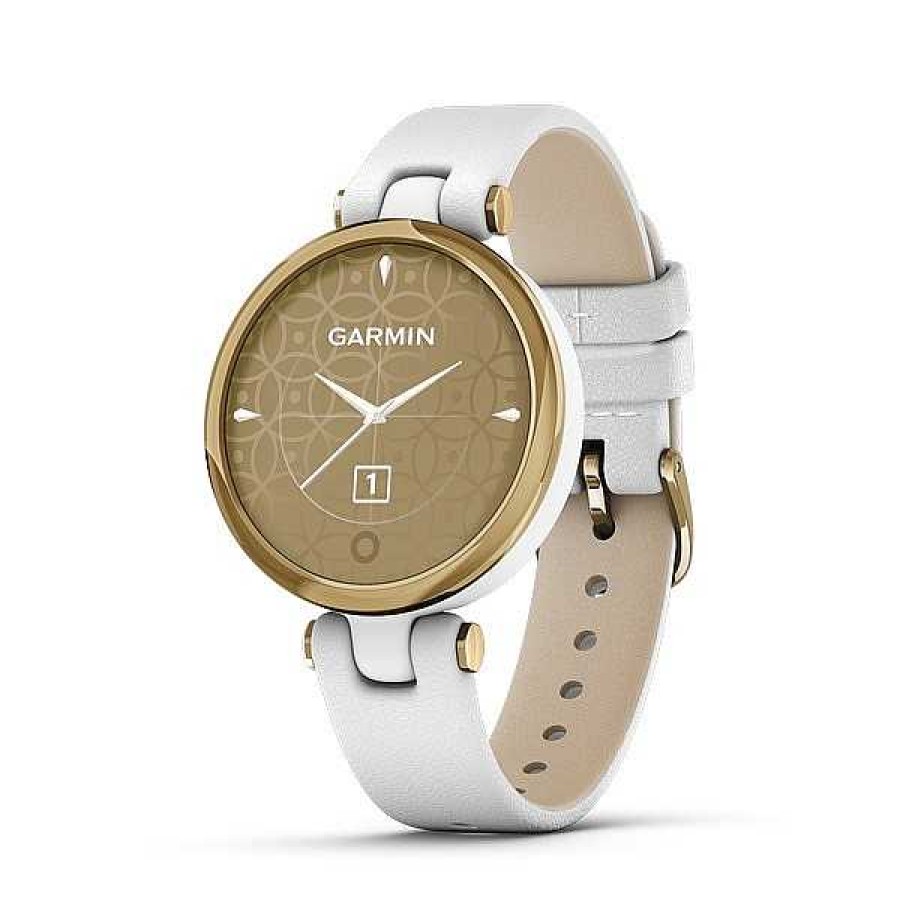 Uhren GARMIN | Garmin - Lily Classic Edition, Gps Smartwatch In Hellem Goldton Und Wei Em Lederarmband