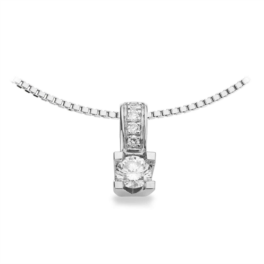 Halsketten Scrouples | Kleopatra Queen Anh Nger Aus 14Kt. Wei Gold 0,07-0,12Ct. Diamanten