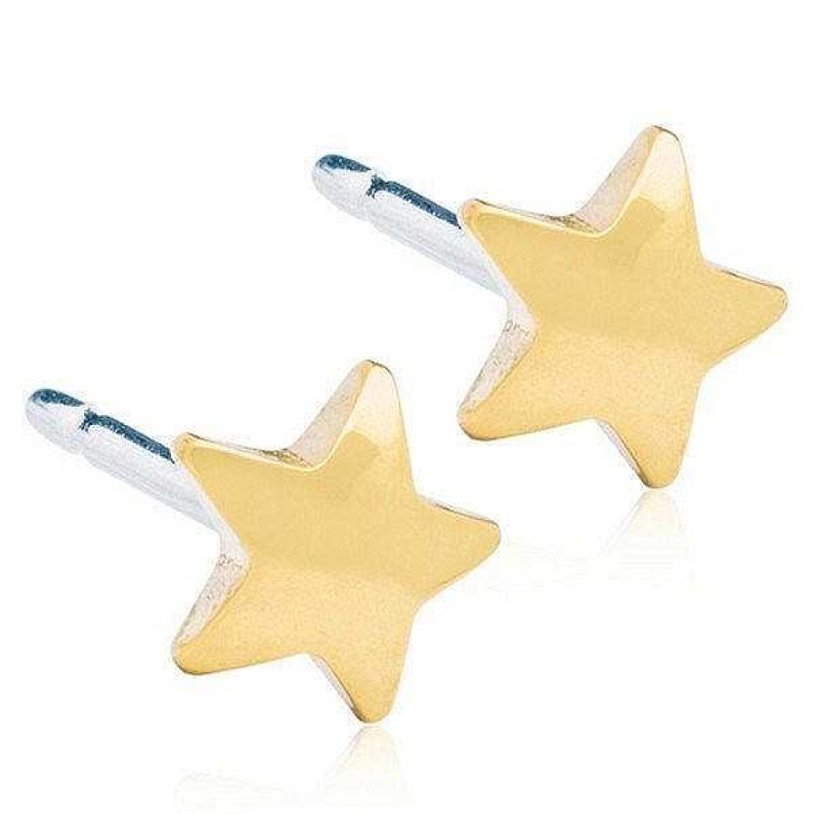 Kinderschmuck Blomdahl | Blomdahl - Goldener Titan-Ohrring Star 5 Und 8 Mm