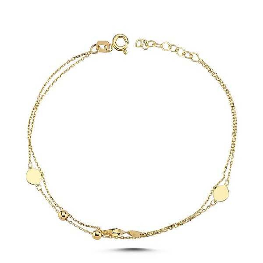 Armb Nder Melfia | Melfia Armband Mit Doppelkette In 14Kt. Gold