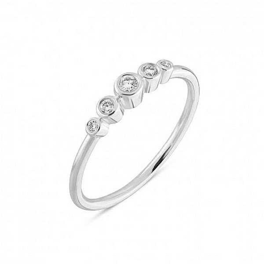 Ringe Nuran | Tube - Ring Aus 14 Karat Wei Gold Mit Diamanten Von Insgesamt 0,67 Karat