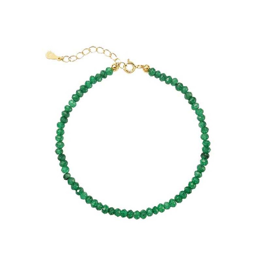 Armb Nder ByBirch | Bybirch - Lotus Armband I Vergoldete Silber M Gr Nes Jade