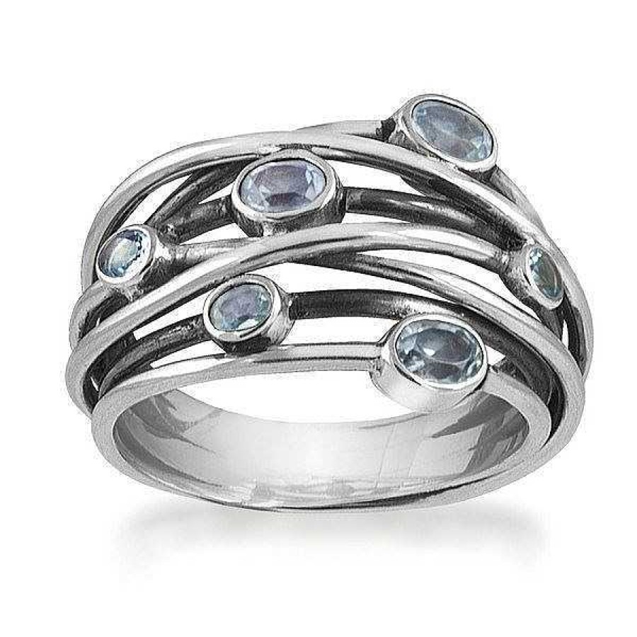 Ringe Rabinovich | Rabinovich Andromeda - Ring Aus Schwarzem Silber Mit Blauem Topas