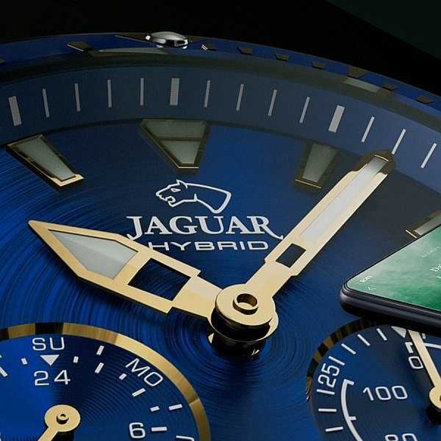 Uhren Jaguar | Jaguar - Herren-Hybrid-Taucheruhr Aus Vergoldetem Silber Mit Blauem Zifferblatt