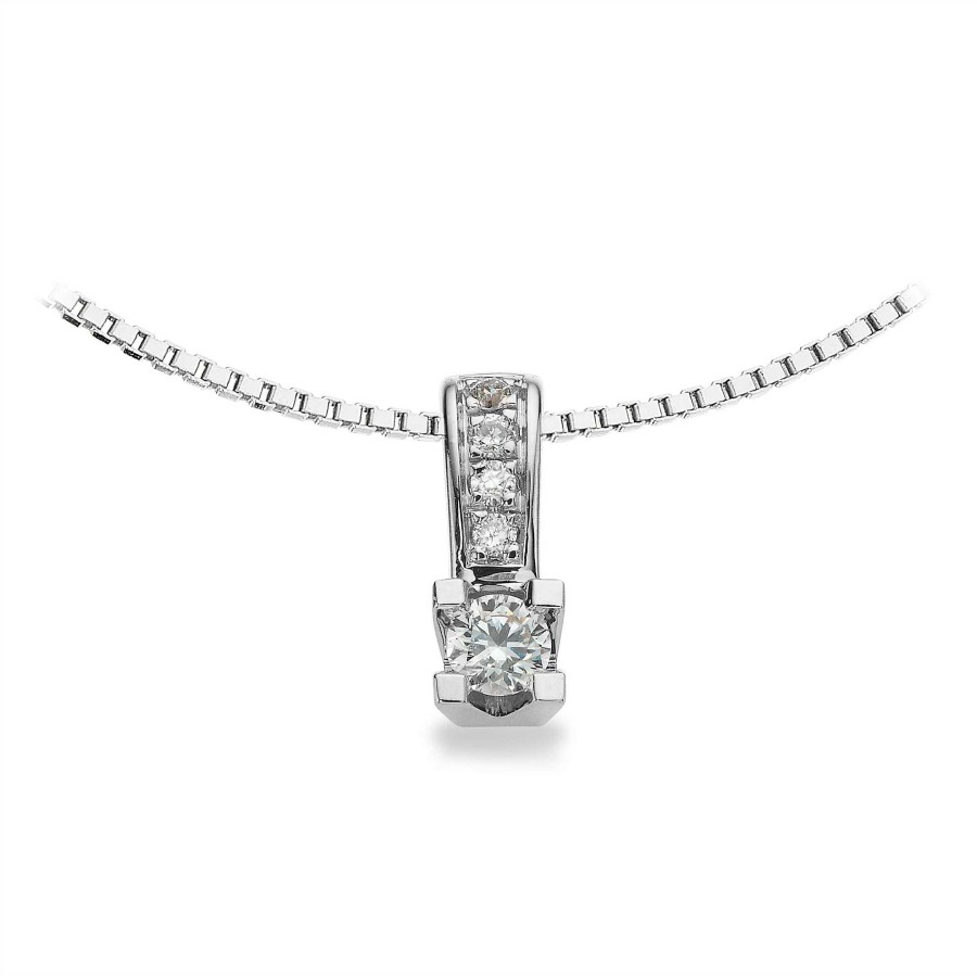 Halsketten Scrouples | Kleopatra Queen Anh Nger Aus 14Kt. Wei Gold 0,07-0,12Ct. Diamanten