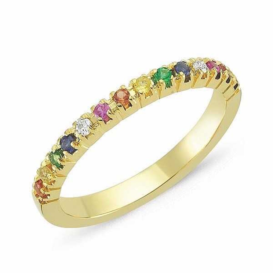 Ringe Nuran | Ring Per Aus 14 Karat Gold Mit Mehrfarbigen Steinen